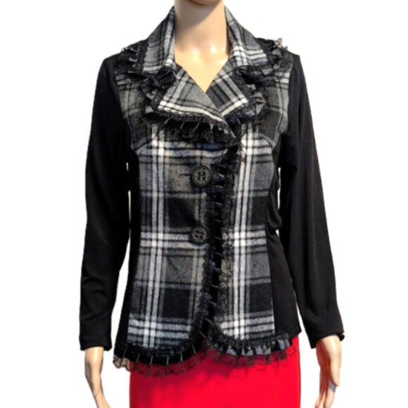 NWOT Alison Sheri Jacket with Front Wool Panel and Lace Details - Picture 4 of 7